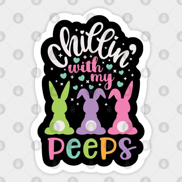 Chillin with my Peeps Funny Easter Bunny Kids Gift Sticker by artspot